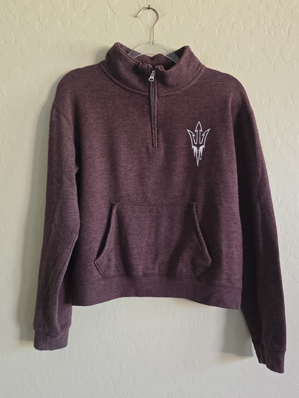 Maroon Quarter-Zip Pullover with Trident‎ Logo